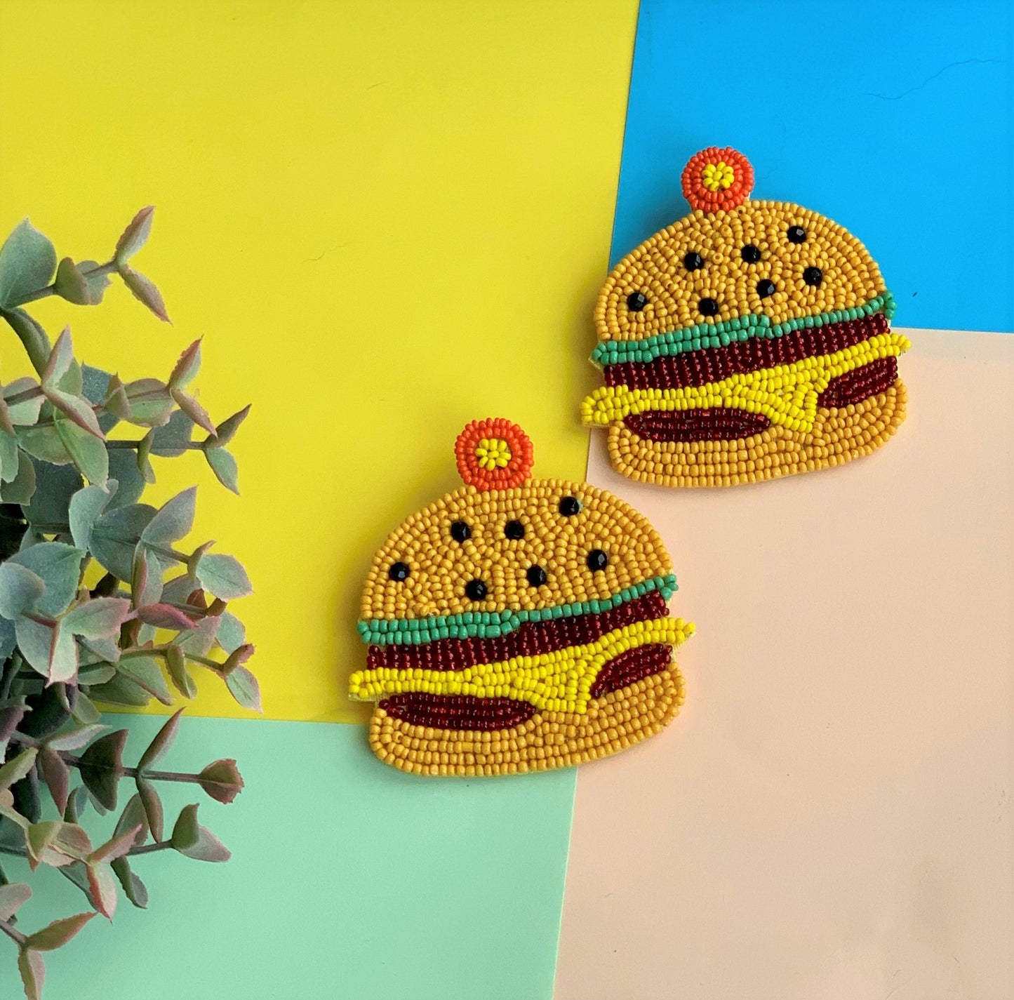Burger Beaded Earrings