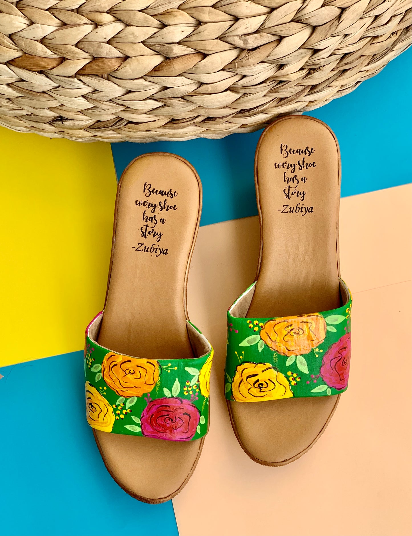 Floral Wedges Handpainted Footwear