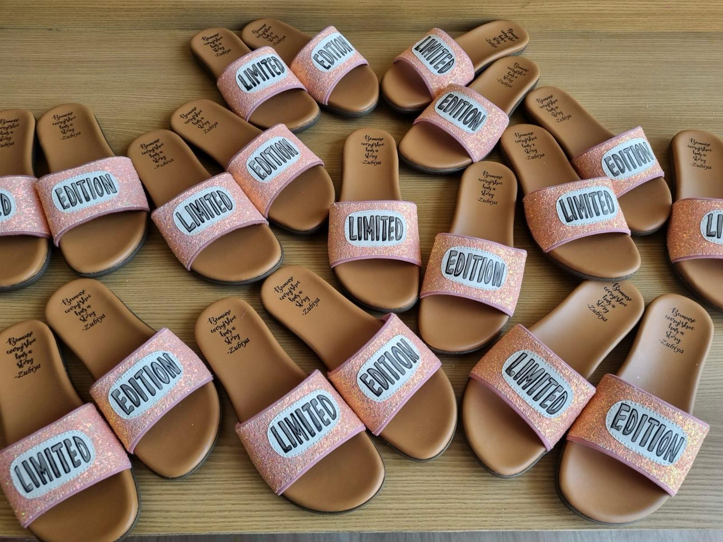 Limited Edition Glitter Handpainted Footwear-Brown Base