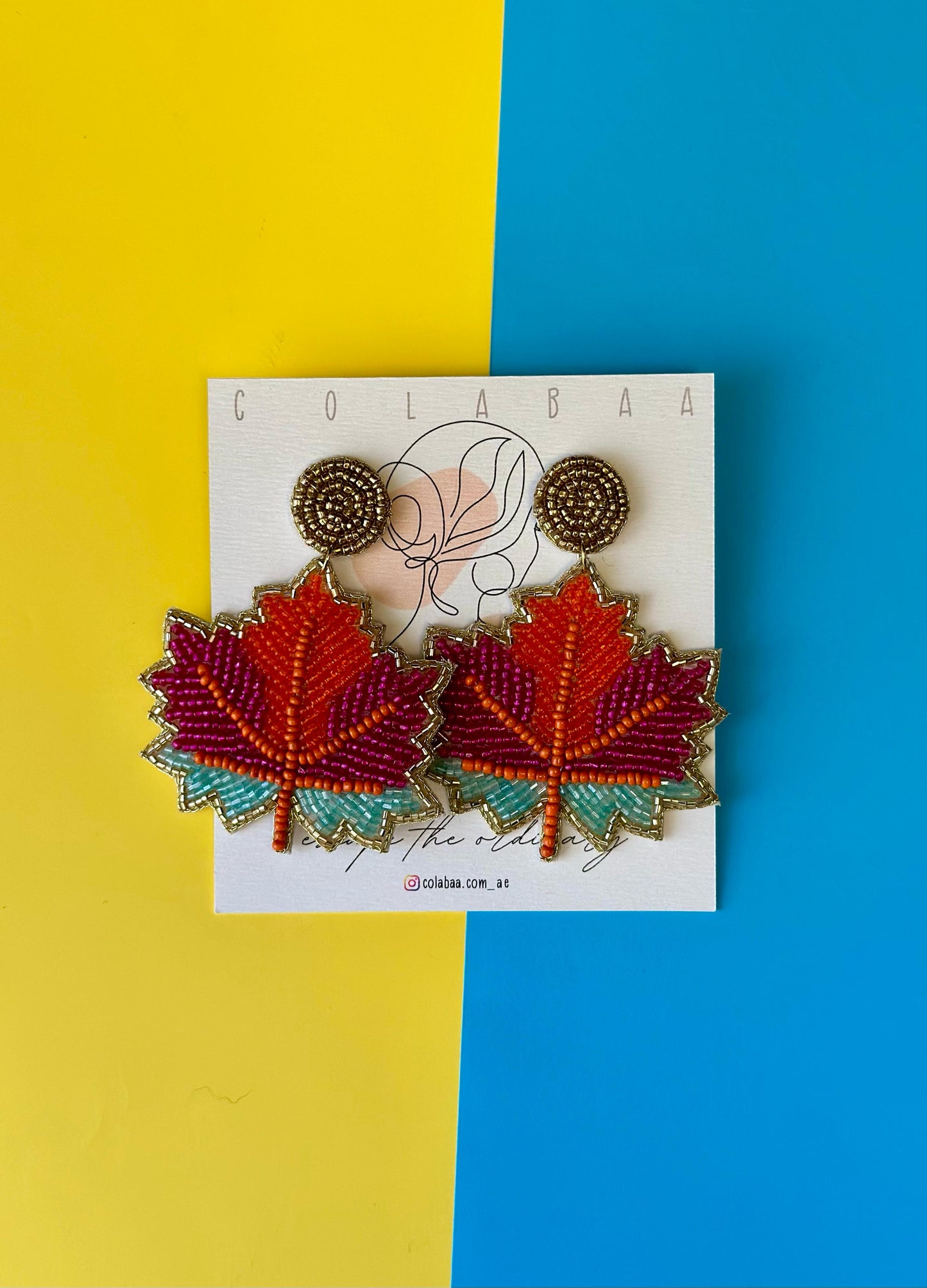Coloured Maple Leaf Beaded Earrings