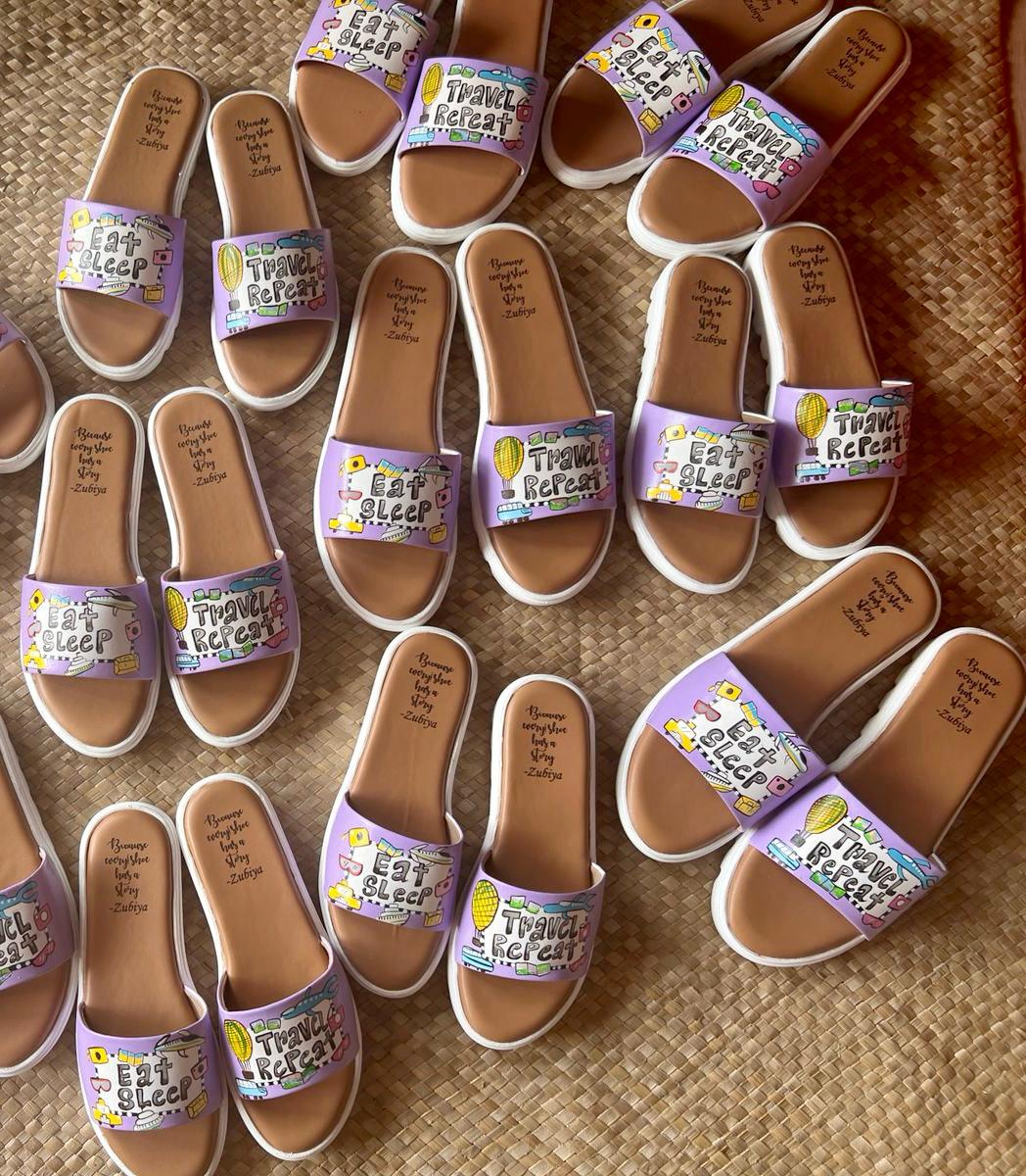 Eat Sleep Travel Repeat Handpainted Footwear-White Base