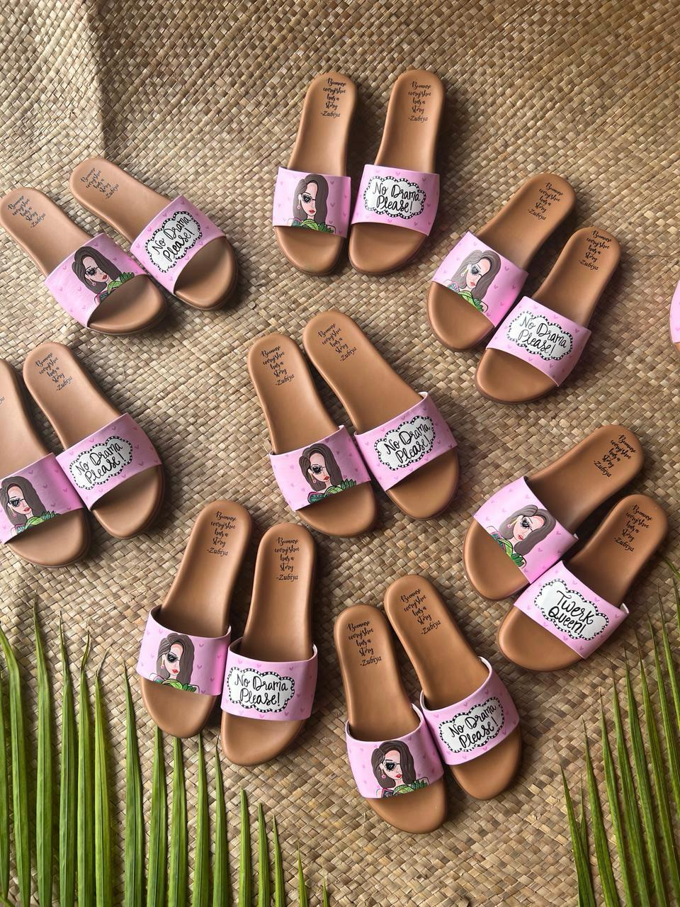 No Drama Please Handpainted Footwear-Brown Base