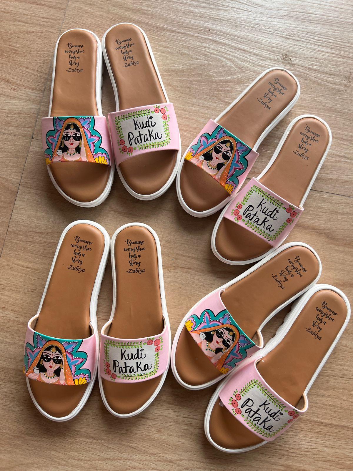 Pataka Kudi Handpainted Footwear-White Base