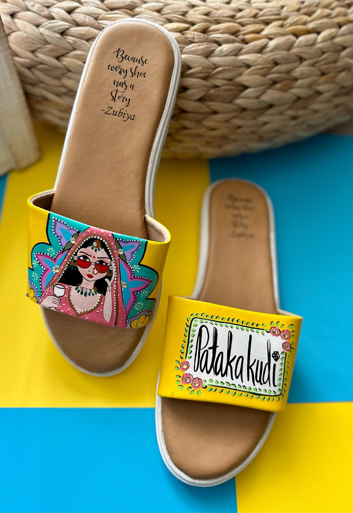 Pataka Kudi Handpainted Footwear-White Base