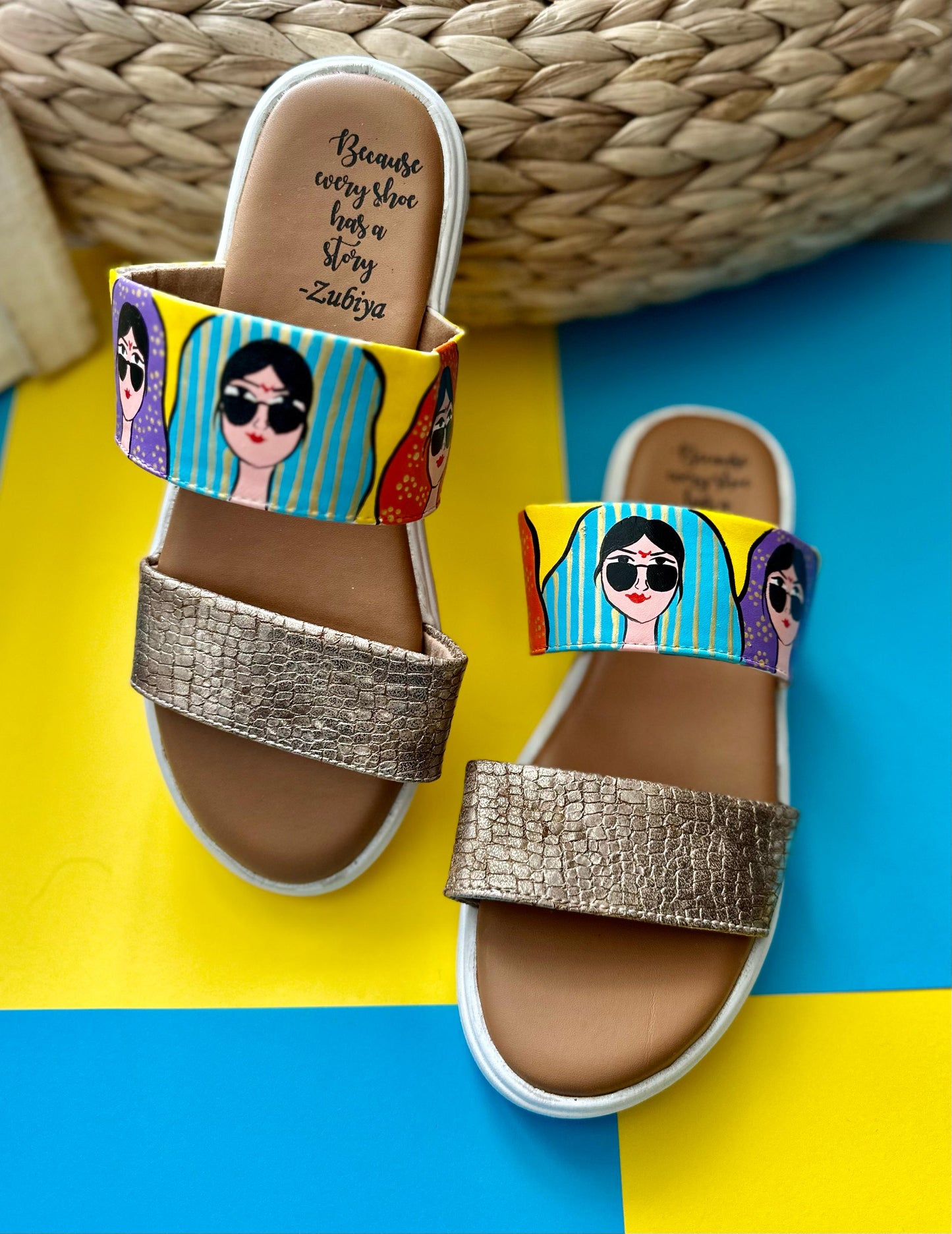 3 Lady Handpainted Footwear-White Base