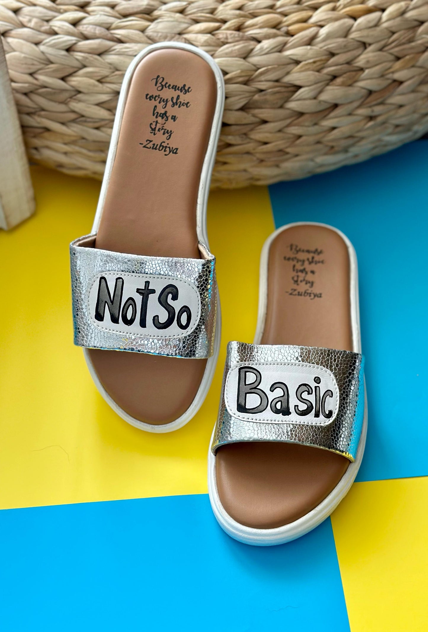 Silver Not So Basic Handpainted Footwear-White Base