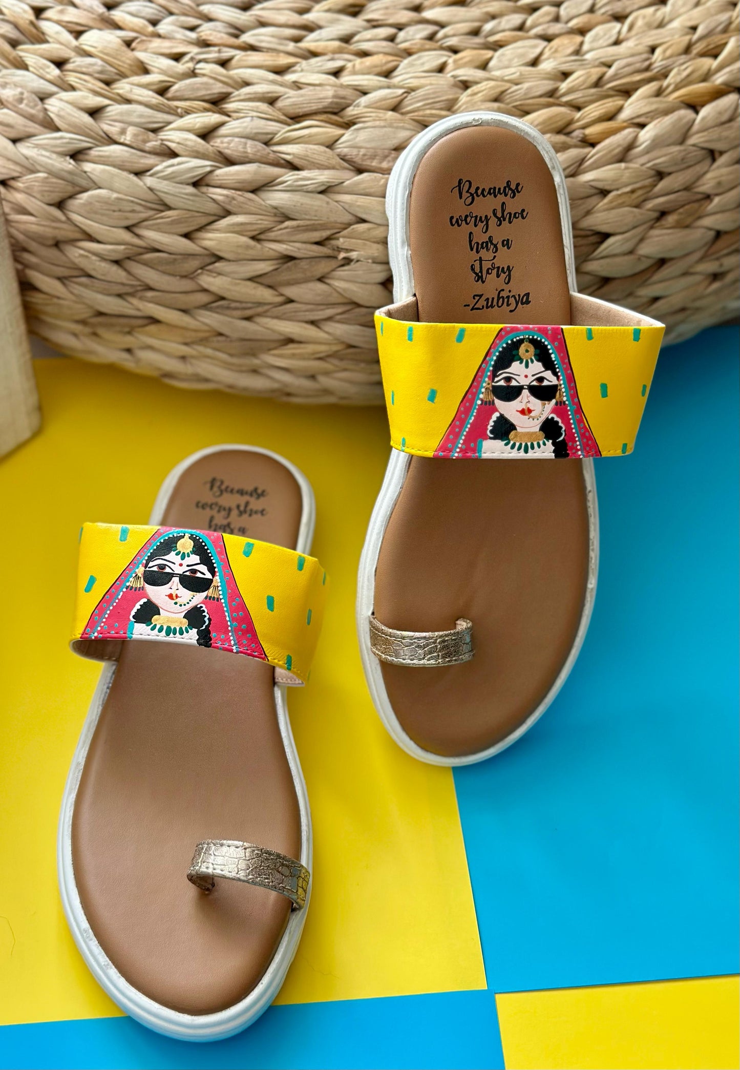 Pataka Kudi Kolhapuri White Base Slides