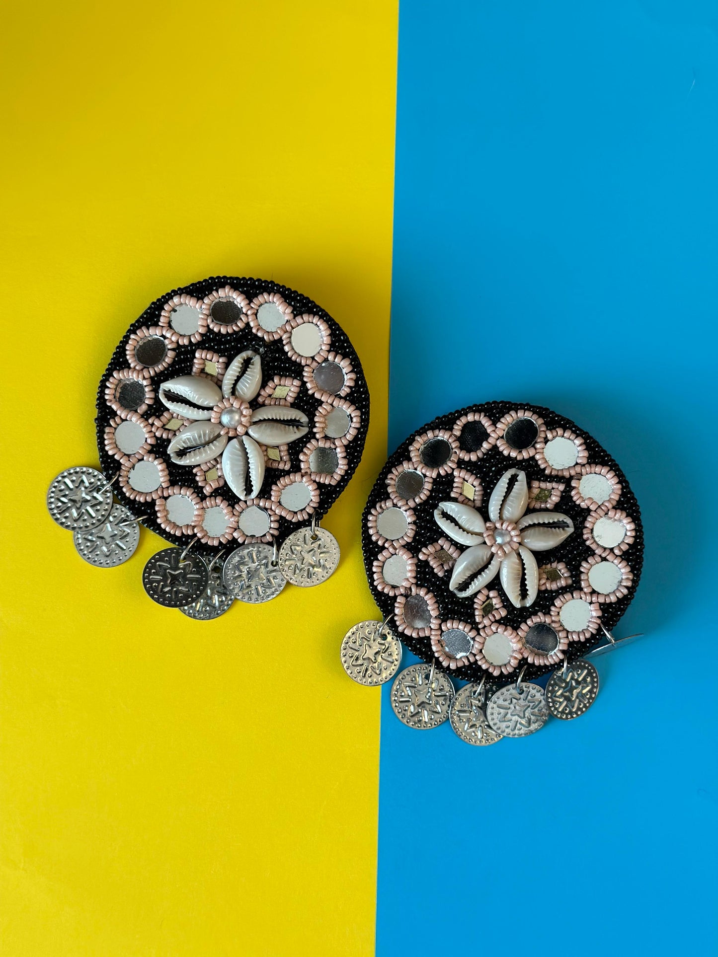Black Coin Dangling Earrings