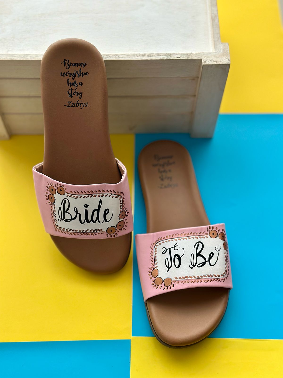 Bride to Be Handpainted Brown Base Slides