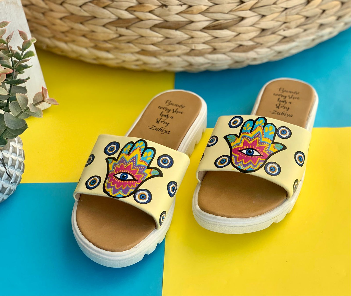 Hand Of Hamza Yellow White Base Slides