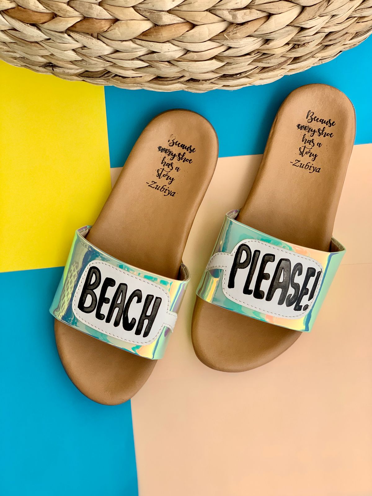 Beach Please Handpainted Footwear-Brown Base