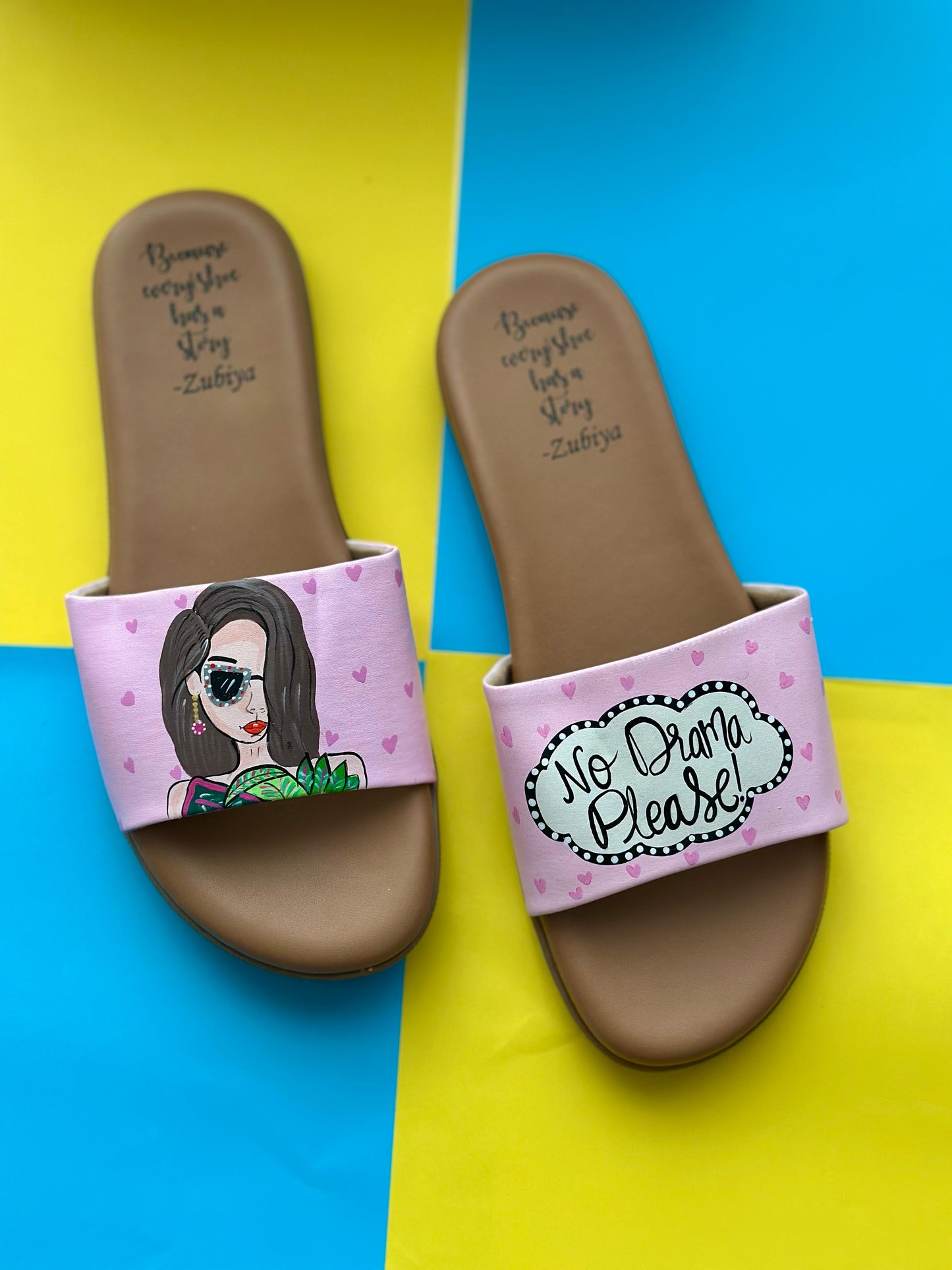 No Drama Please Handpainted Footwear-Brown Base