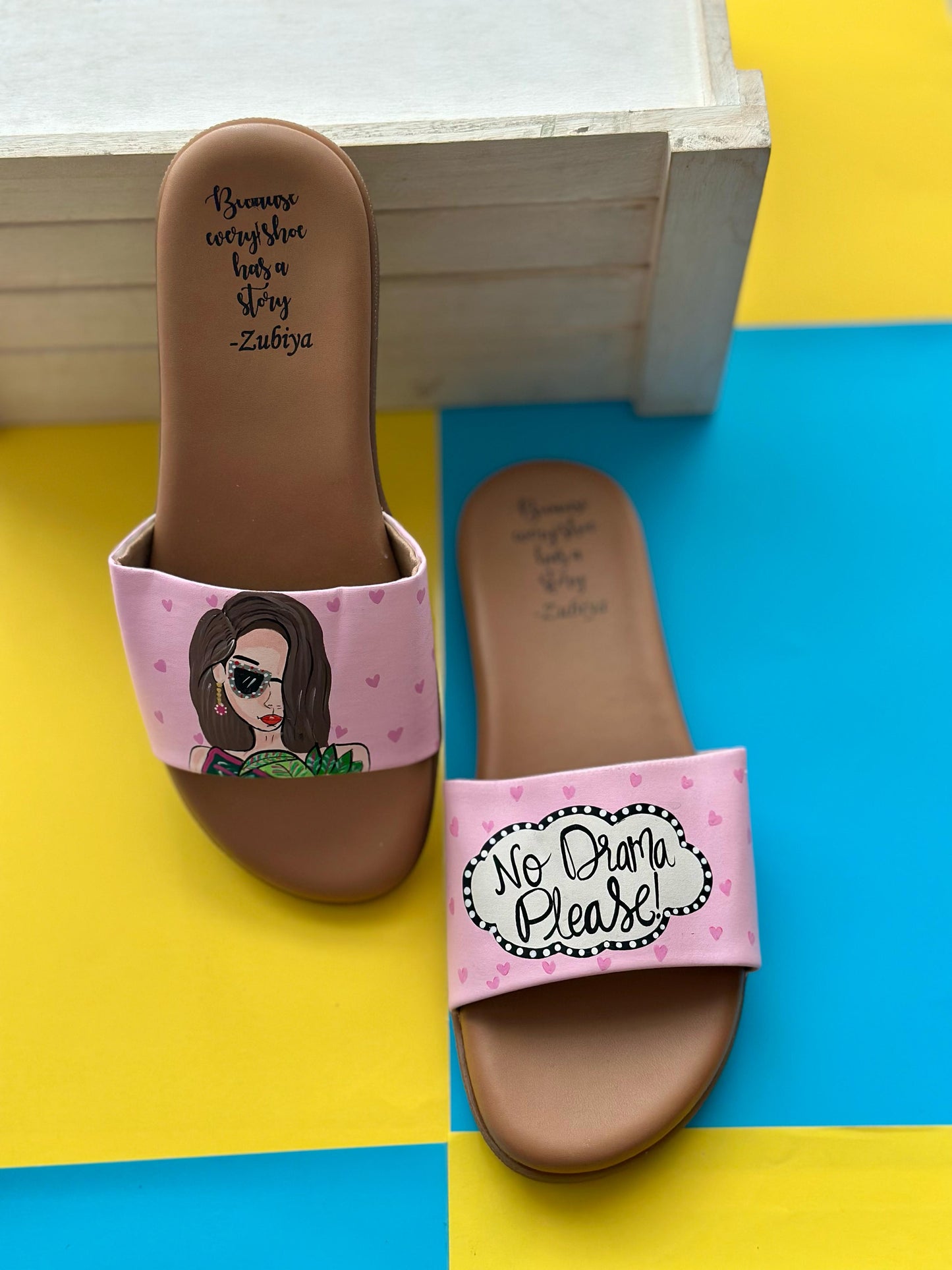 No Drama Please Handpainted Footwear-Brown Base