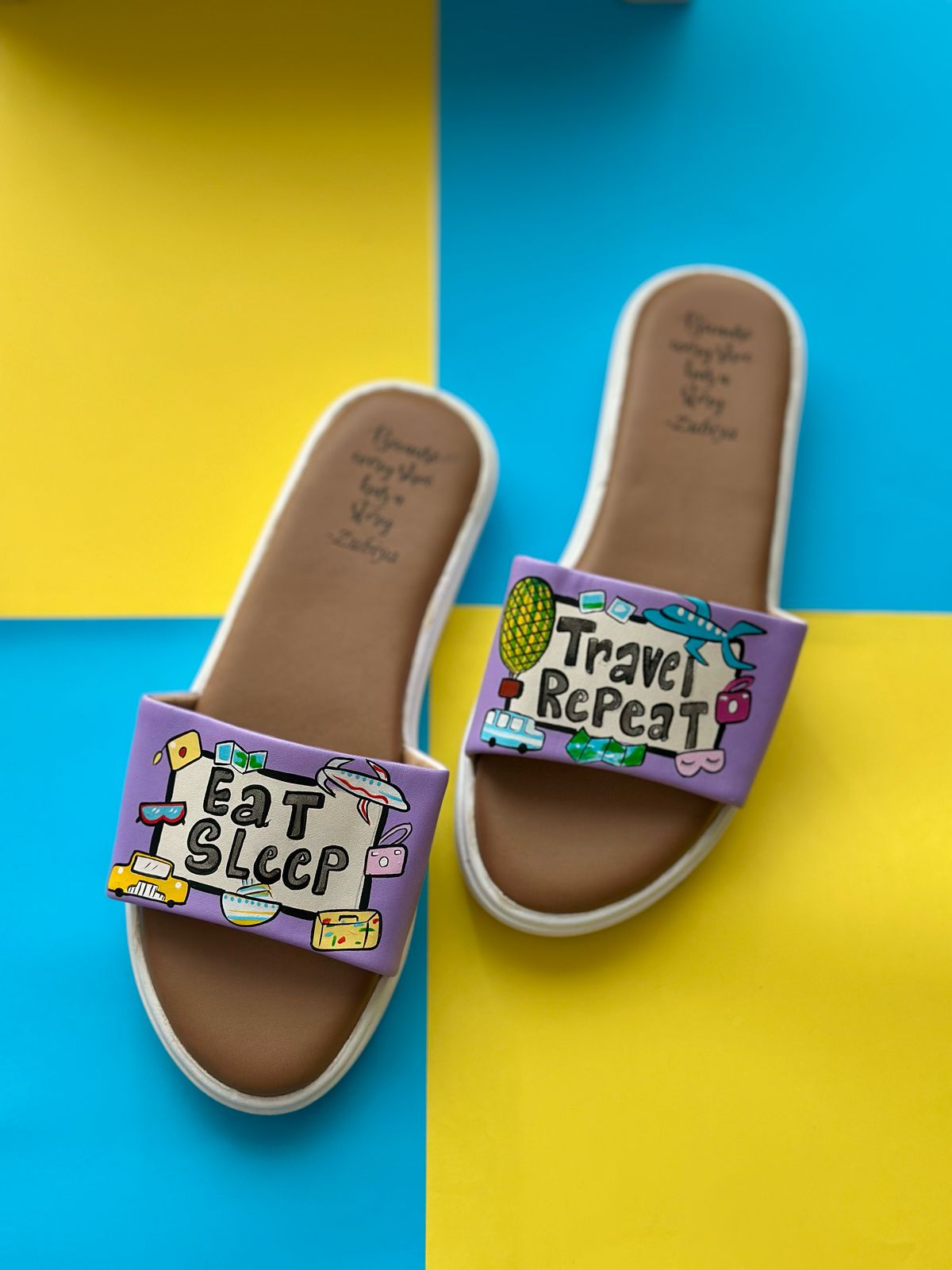 Eat Sleep Travel Repeat Handpainted Footwear-White Base