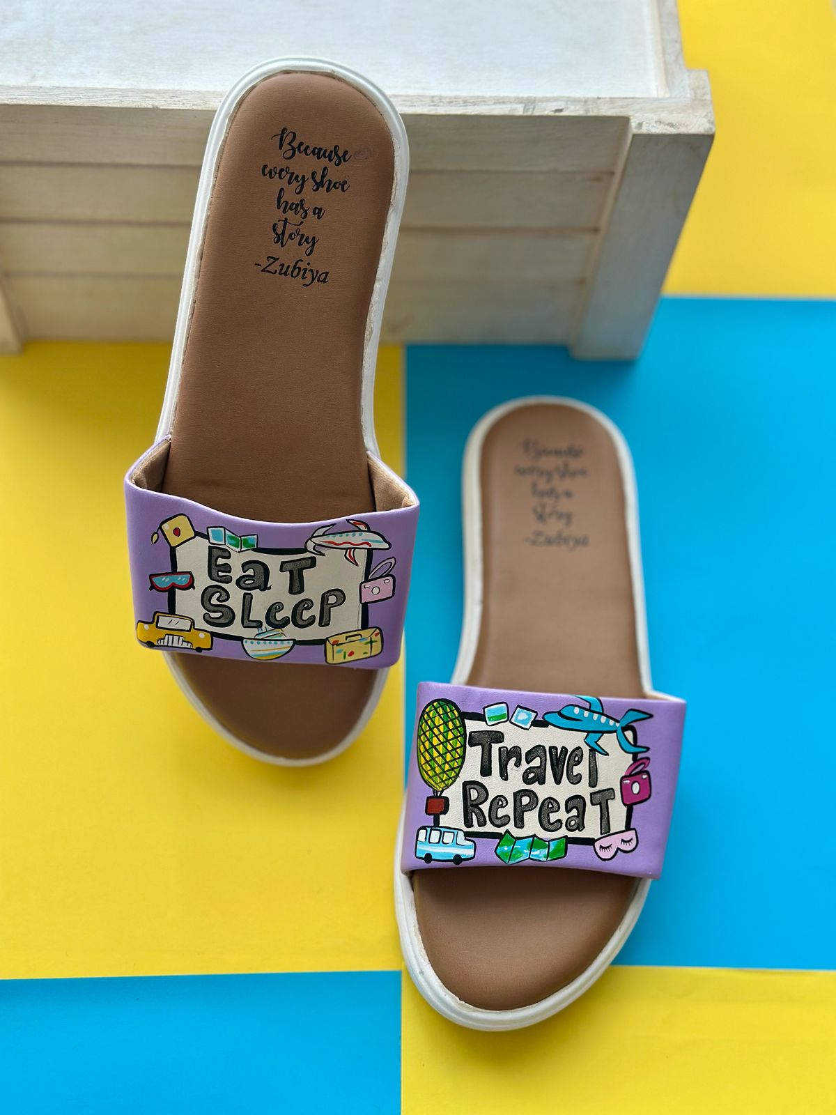 Eat Sleep Travel Repeat Handpainted Footwear-White Base
