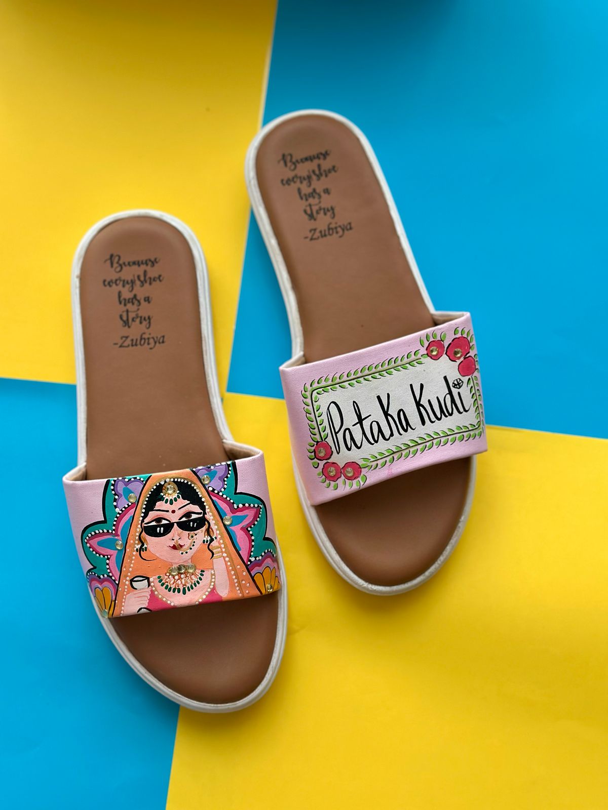 Pataka Kudi Handpainted Footwear-White Base
