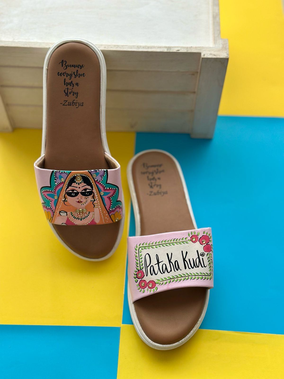 Pataka Kudi Handpainted Footwear-White Base