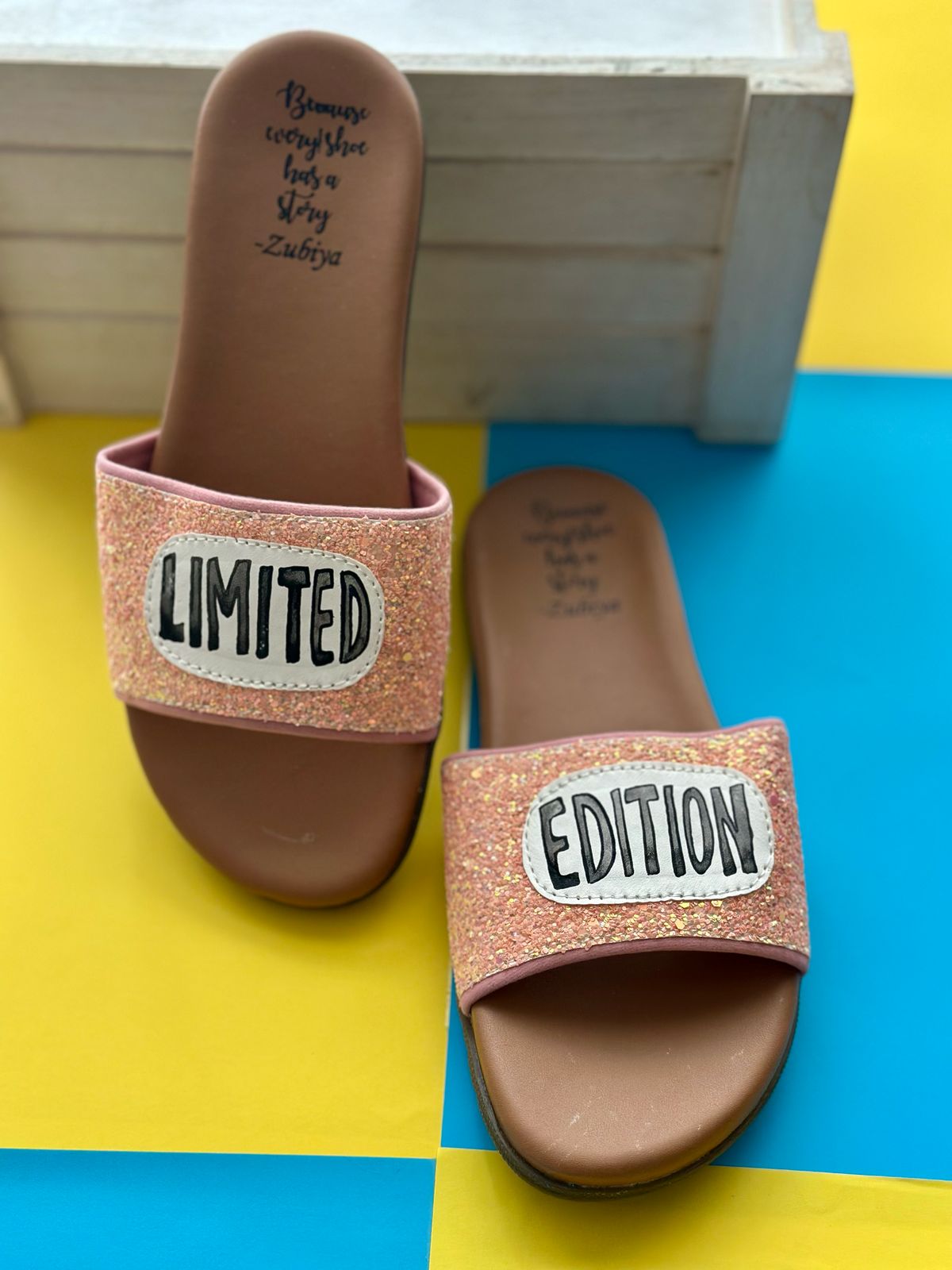 Limited Edition Glitter Handpainted Footwear-Brown Base