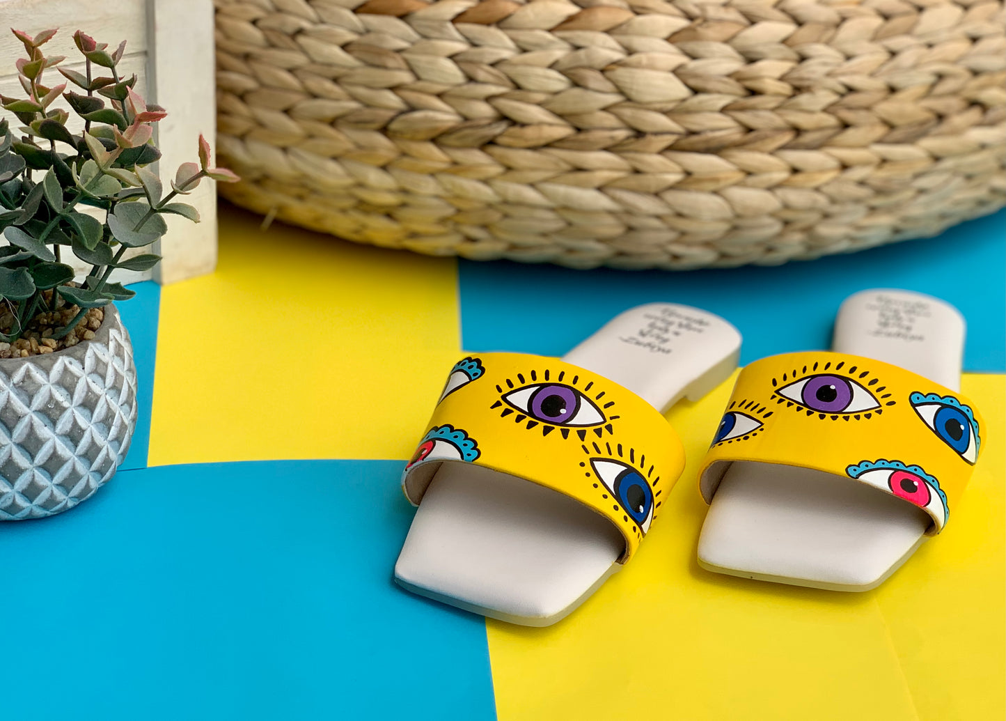 Evil Eye Handpainted Square Toe Footwear