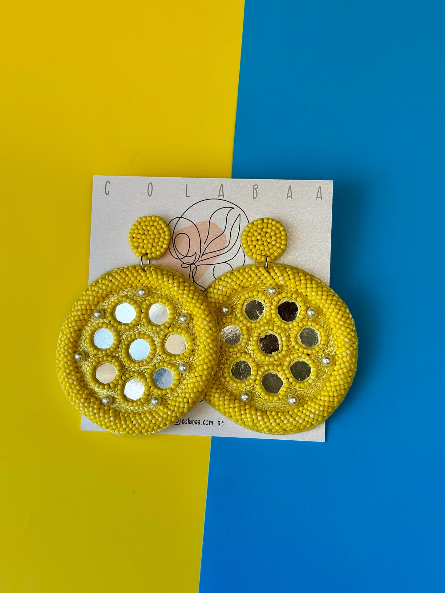 Round Beaded Glass Earrings