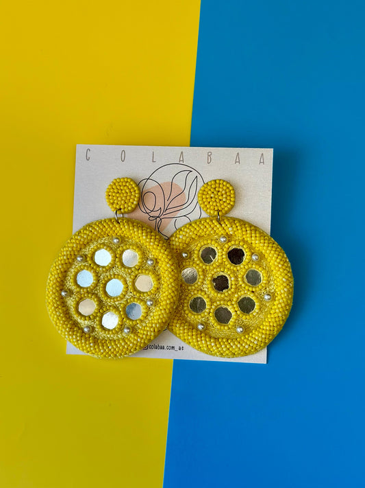 Round Beaded Glass Earrings