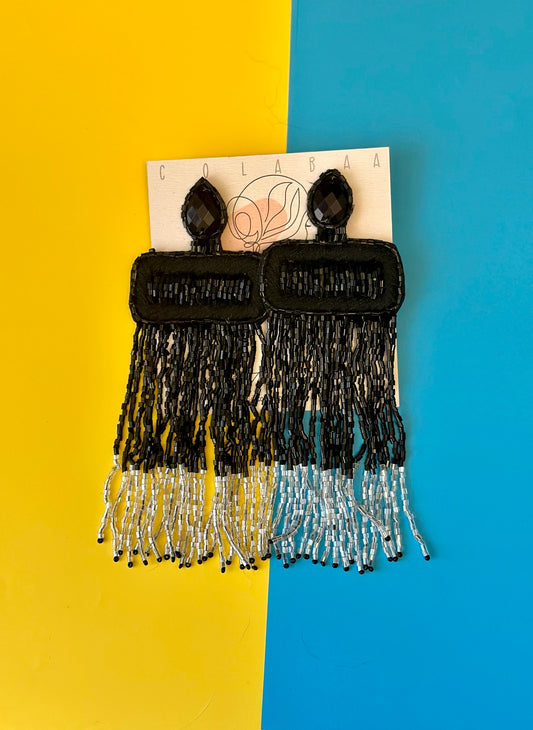 Dangling Black Beaded Earrings