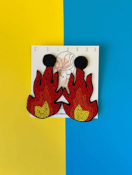 Fire Beaded Earrings