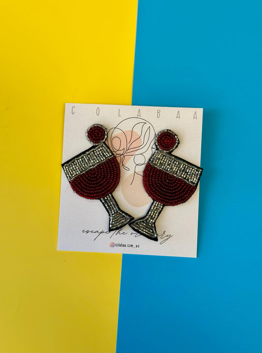 Wine Glass Beaded Earrings
