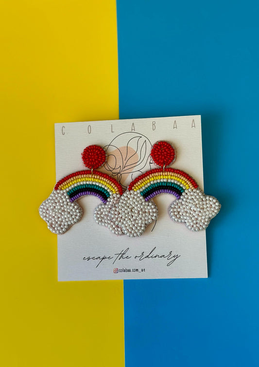 Cloud Rainbow Beaded Earrings