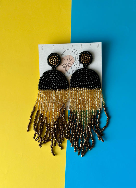 Black Beaded Earrings