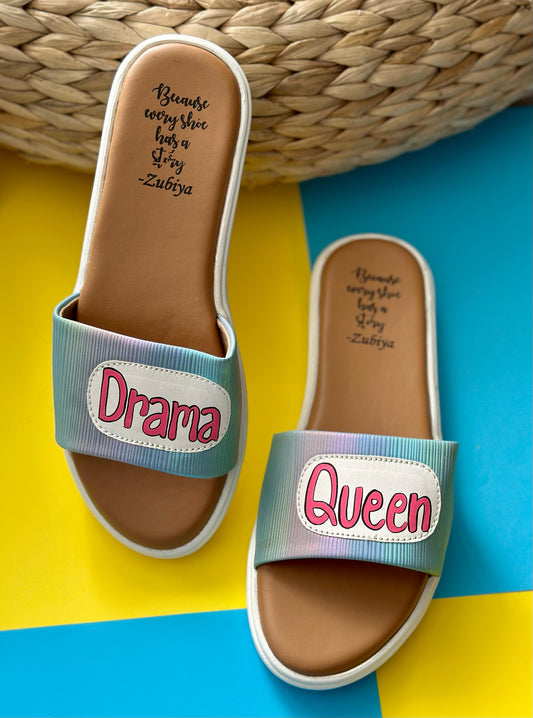 Drama Queen Iridiscent Handpainted Footwear-White Base