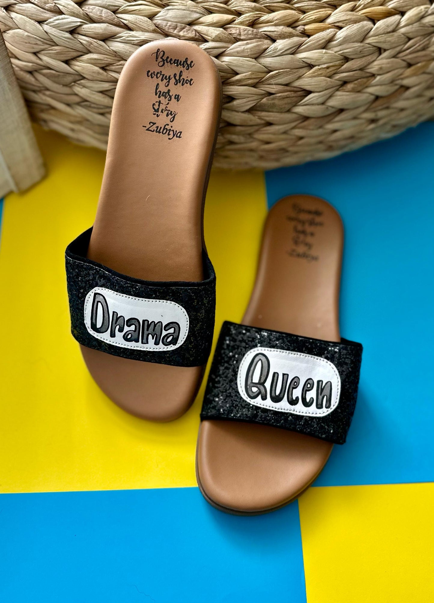 Drama Queen Glitter Handpainted Footwear-Brown Base