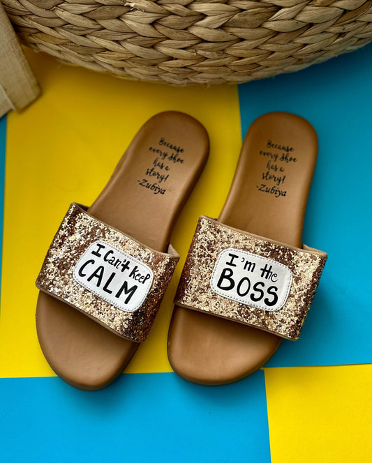 I Can't Keep Calm I'm the Boss Handpainted Footwear-Brown Base