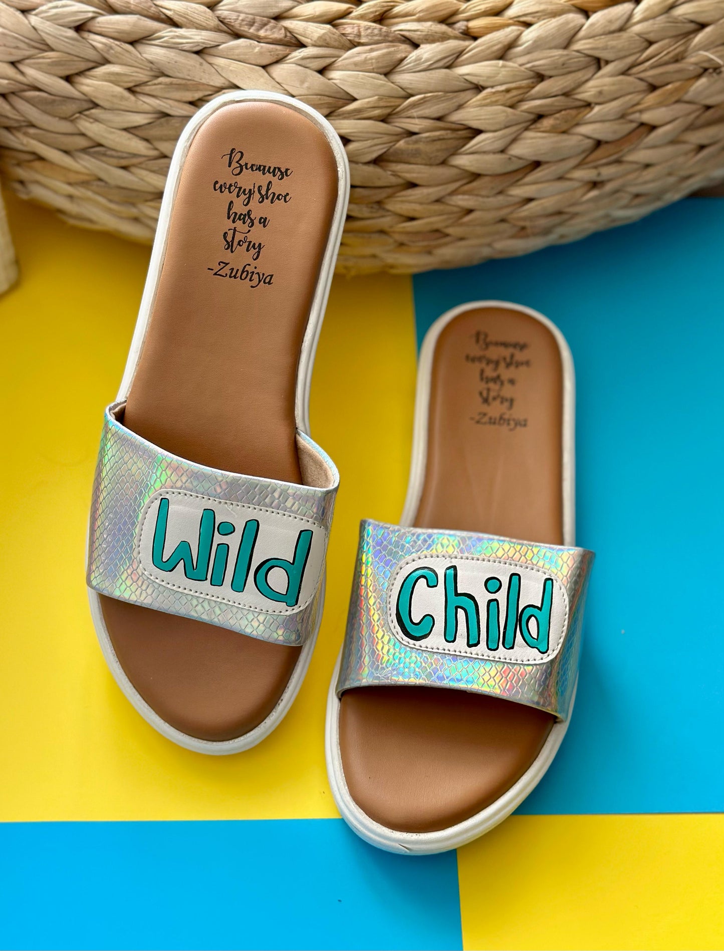 Wild Child Silver Handpainted Footwear-White Base