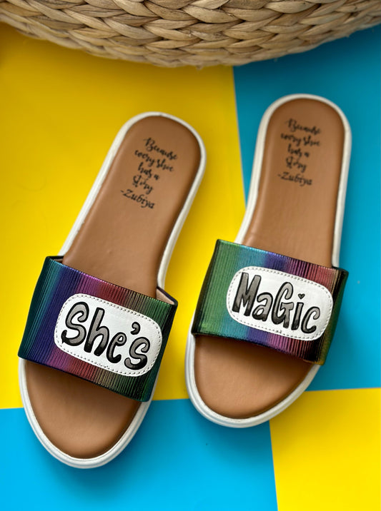 She's Magic Handpainted Footwear- White Base