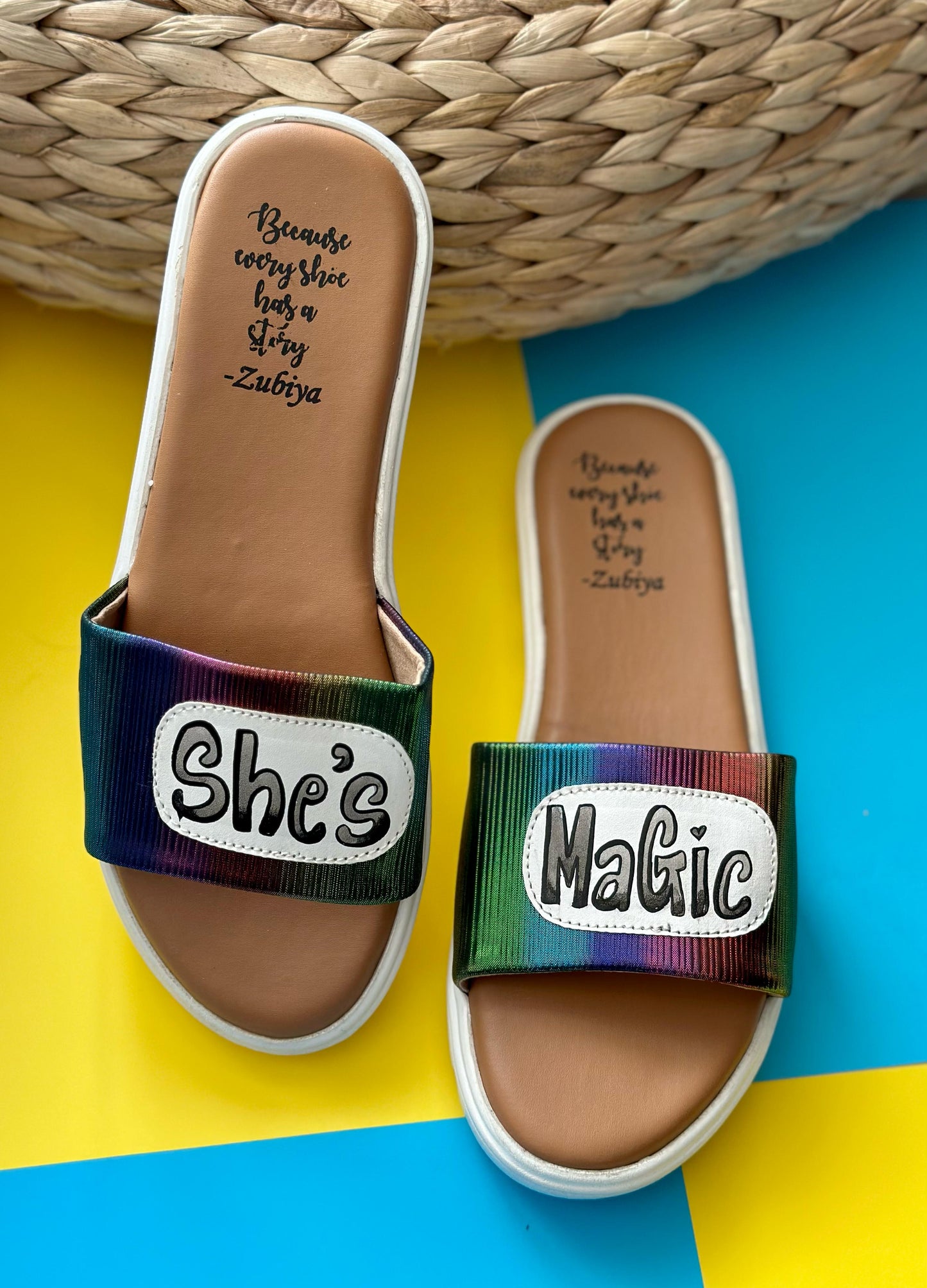 She's Magic Handpainted Footwear- White Base