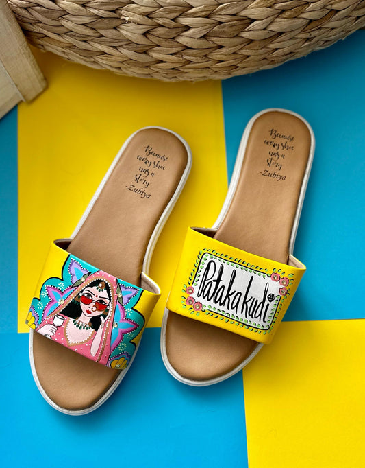 Pataka Kudi Handpainted Footwear-White Base