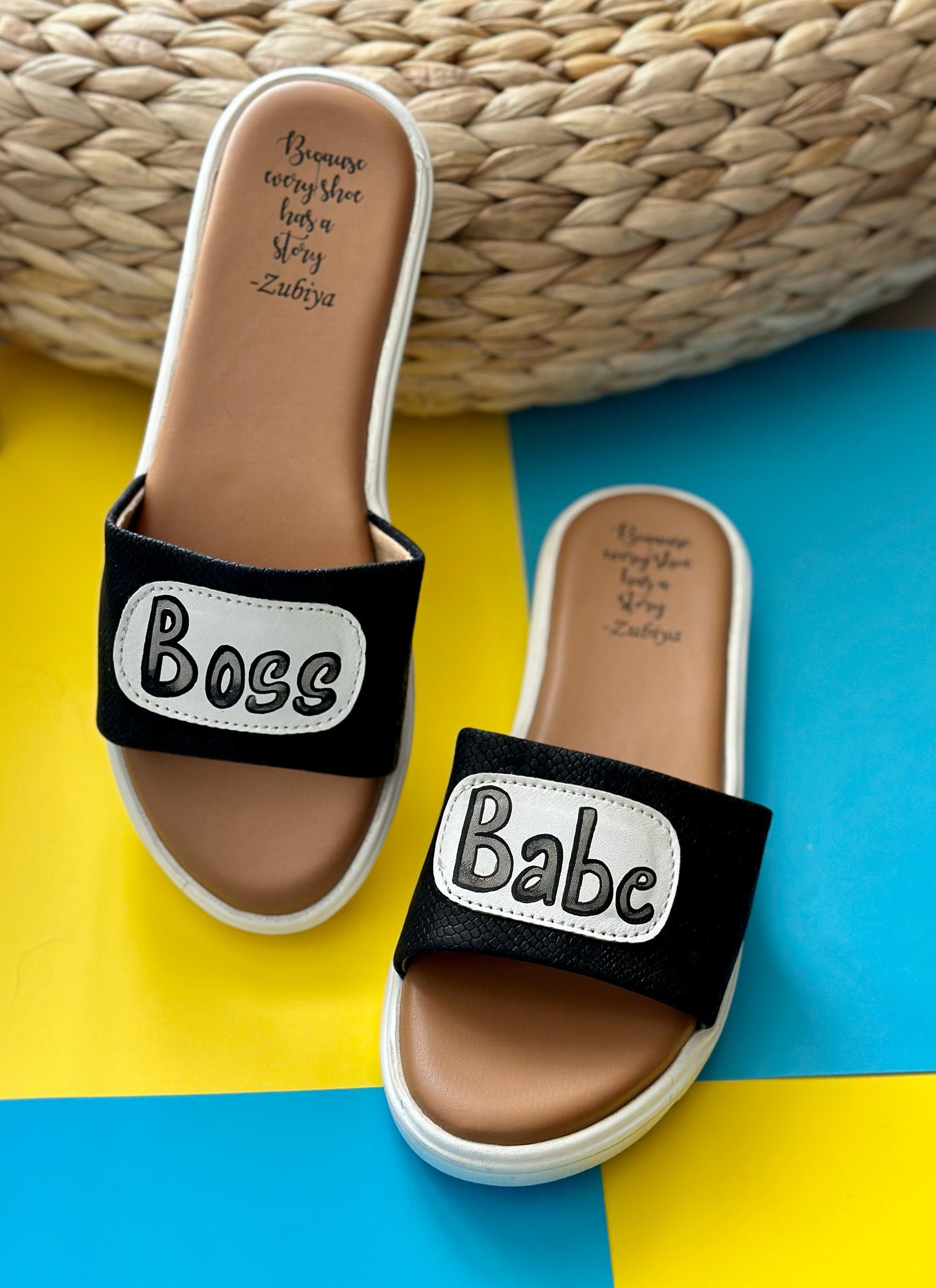 Boss Babe Black Handpainted Footwear-White Base