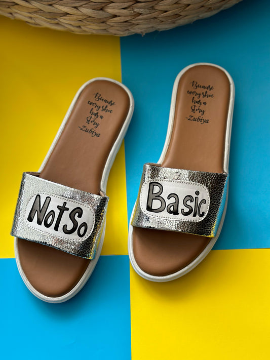 Silver Not So Basic Handpainted Footwear-White Base