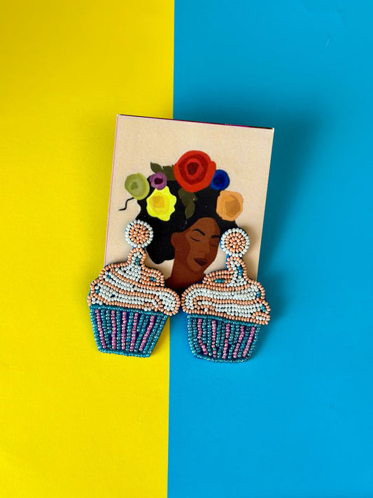 Cupcake Beaded Earrings