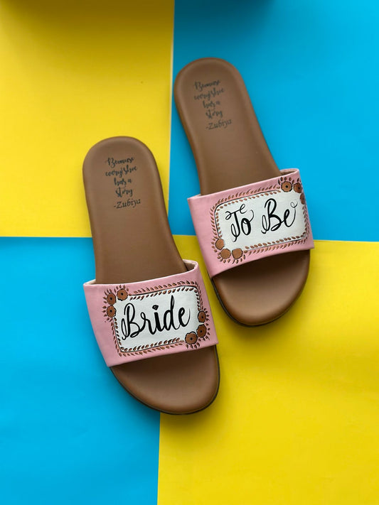 Bride to Be Handpainted Brown Base Slides