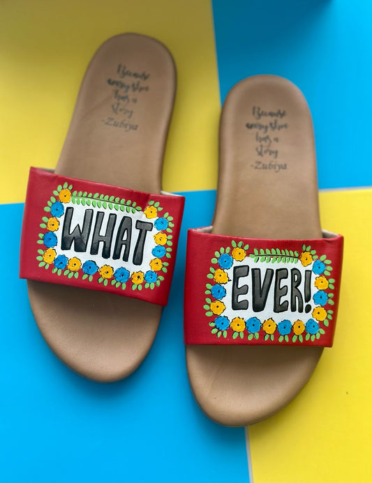 Whatever Floral Red Brown Base Slides