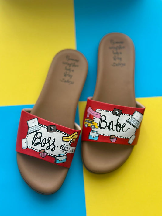 Boss Babe Dubai Red Brown Base Slides