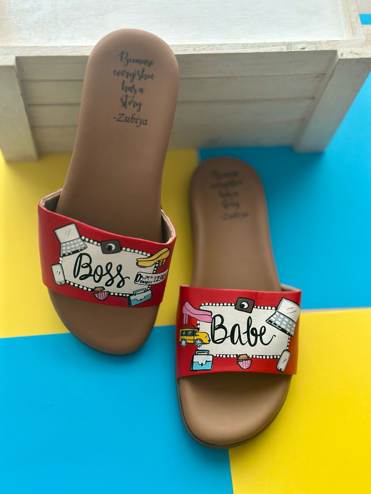 Boss Babe Dubai Red Brown Base Slides