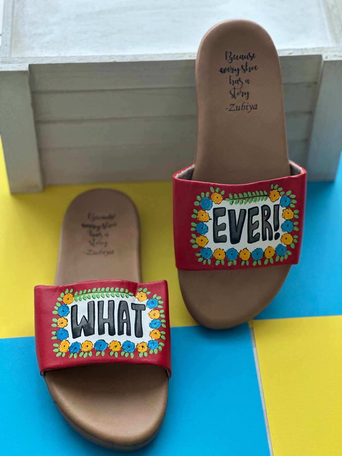 Whatever Floral Red Brown Base Slides