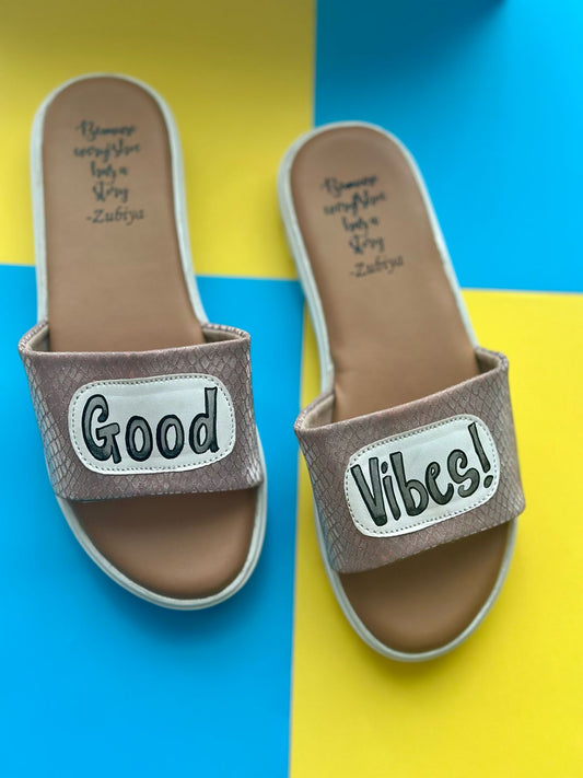 Good Vibes Rose Iridescent White Base Slides