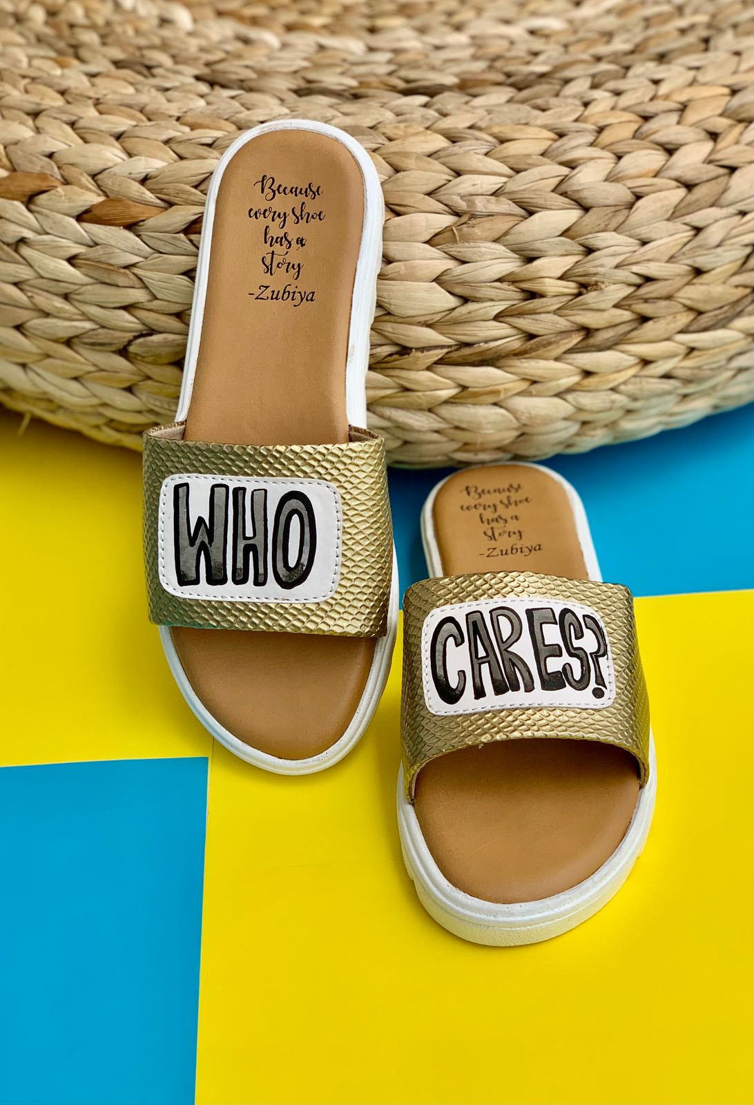Who Cares Matt Gold White Base Slides