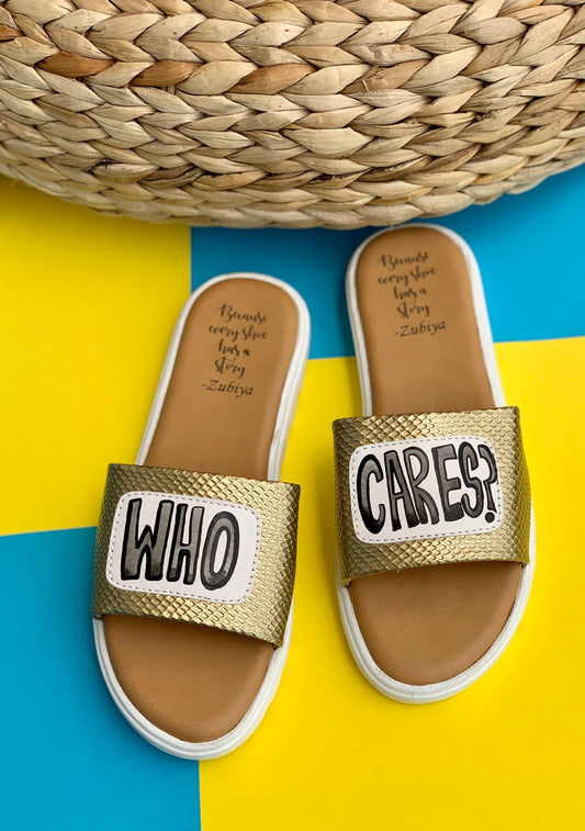Who Cares Matt Gold White Base Slides