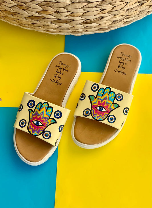 Hand Of Hamza Yellow White Base Slides
