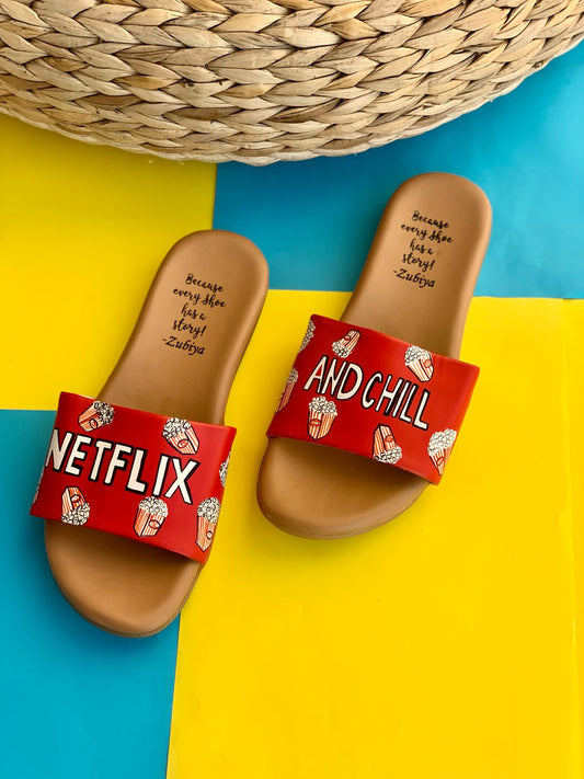 Netflix & Chill Red Brown Base Slides
